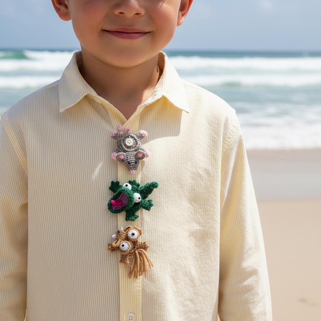 Crochiny 3-in-1 Animal Button Cover Crochet Pattern Bundle Lizard Mouse Squirrel PDF