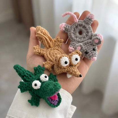 Crochiny 3-in-1 Animal Button Cover Crochet Pattern Bundle Lizard Mouse Squirrel PDF