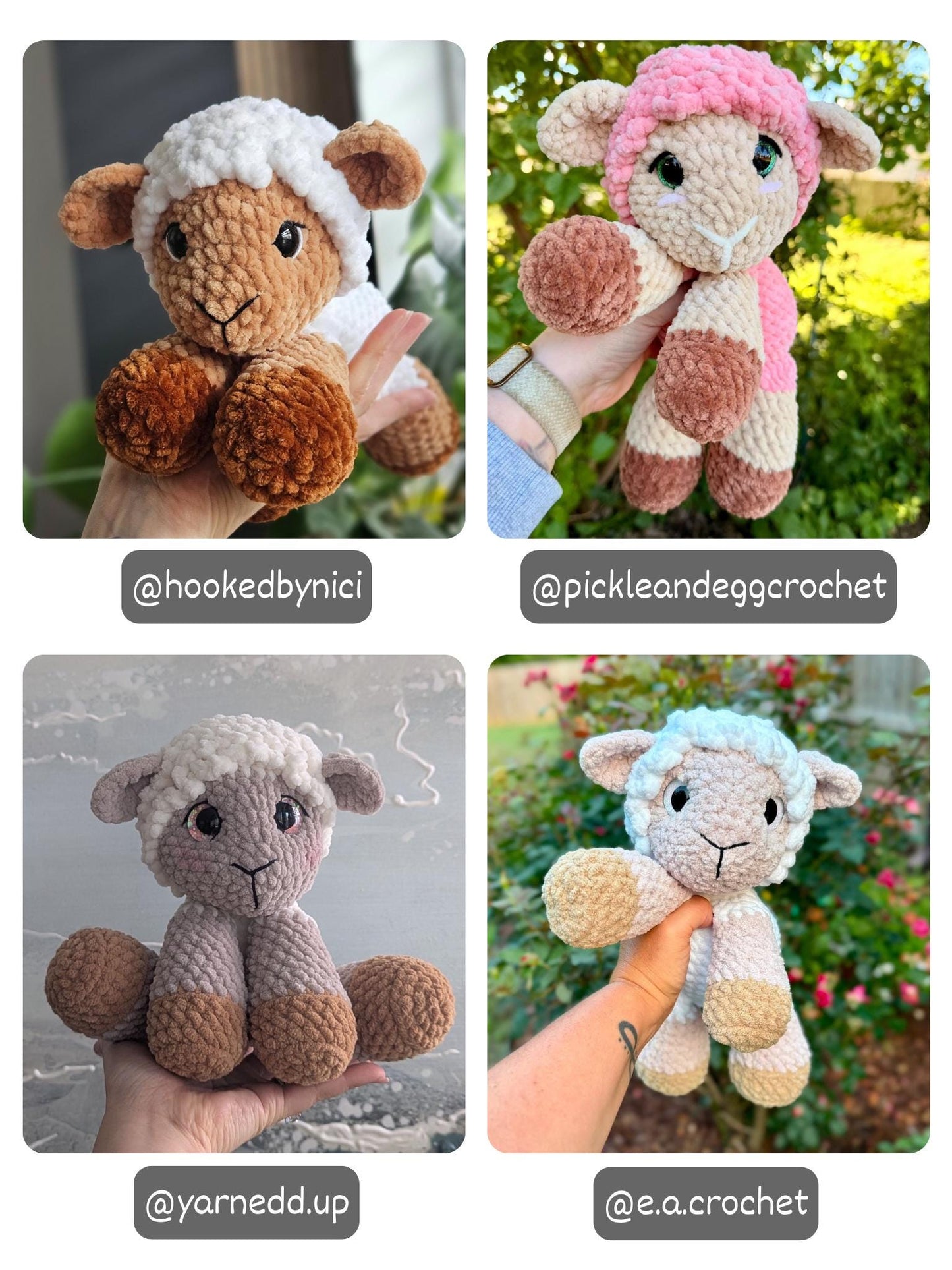 KnotsandSnugglesCo Lily the Floppy Lamb Crochet Pattern PDF