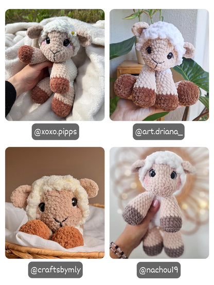 KnotsandSnugglesCo Lily the Floppy Lamb Crochet Pattern PDF
