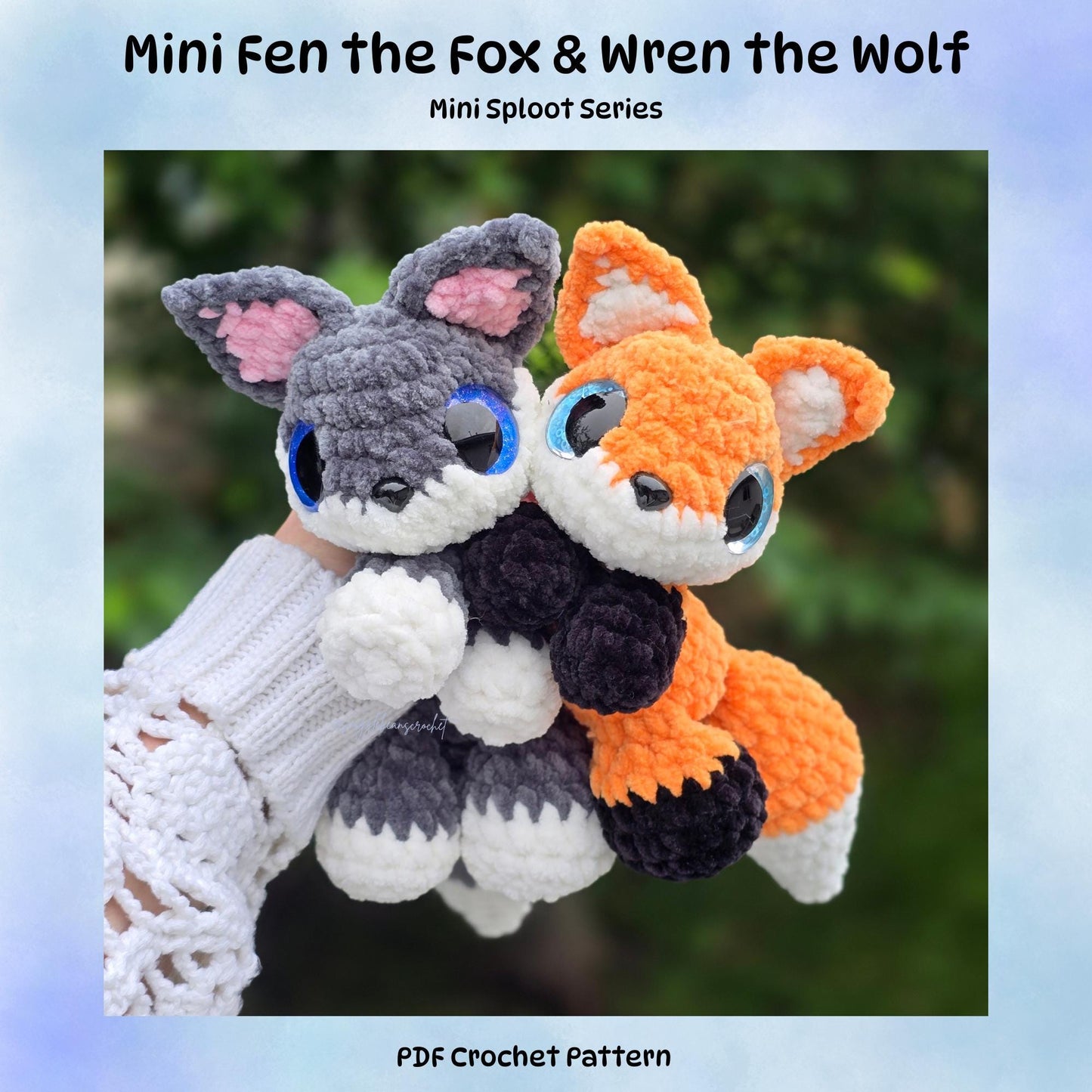 SnuggleBeansCrochet Mini Fen the Fox & Wren the Wolf Crochet Pattern Intermediate PDF