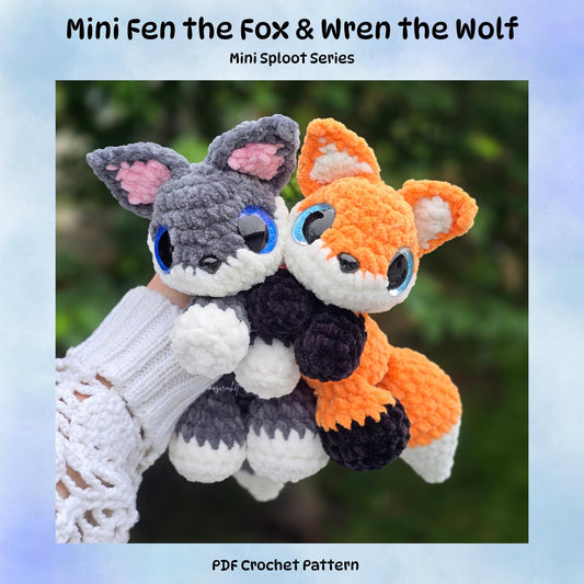 SnuggleBeansCrochet Mini Fen the Fox & Wren the Wolf Crochet Pattern Intermediate PDF
