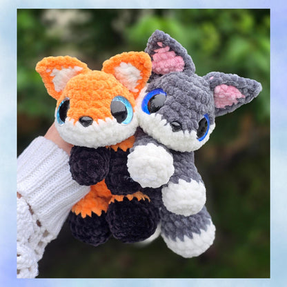 SnuggleBeansCrochet Mini Fen the Fox & Wren the Wolf Crochet Pattern Intermediate PDF