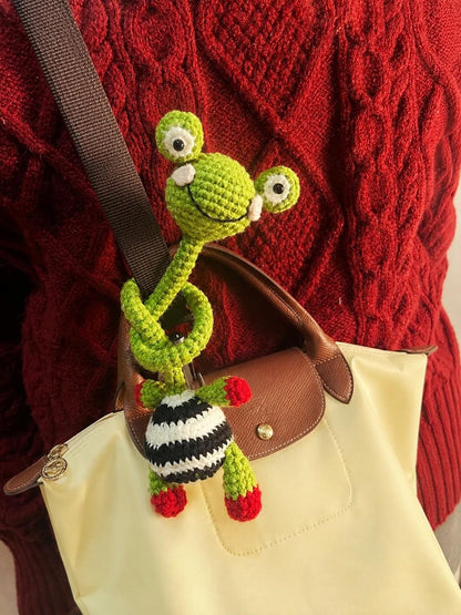 Crochiny Long Neck Frog Crochet Pattern Digital Download Amigurumi Bag Charm