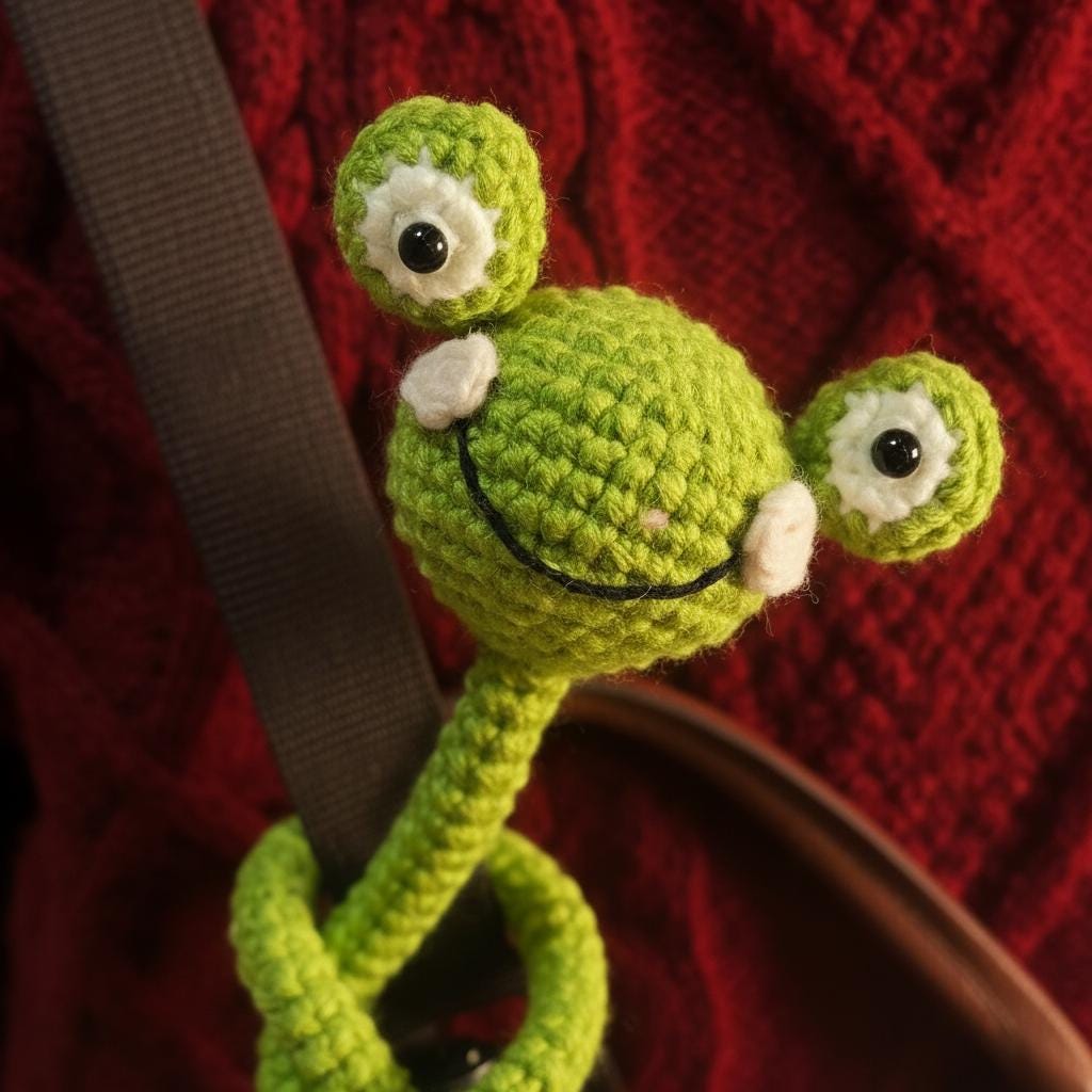 Crochiny Long Neck Frog Crochet Pattern Digital Download Amigurumi Bag Charm