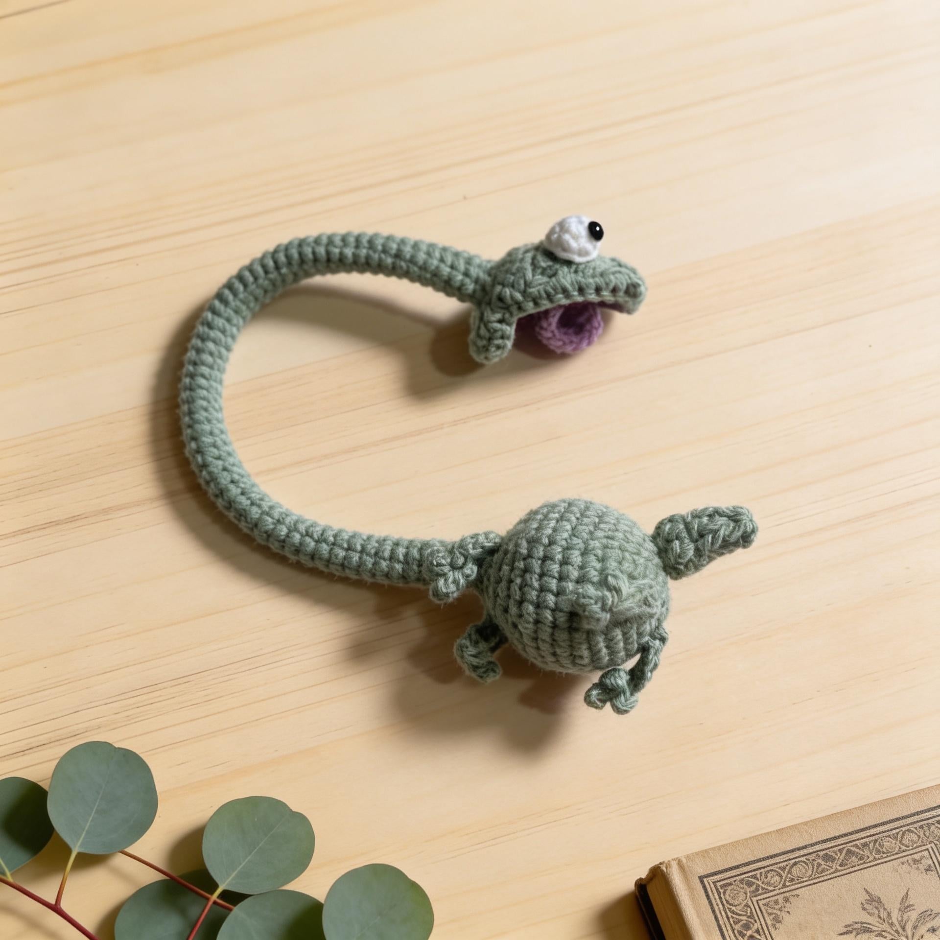 Crochiny Long Neck Lizard Crochet Pattern Digital Download Amigurumi Bag Charm