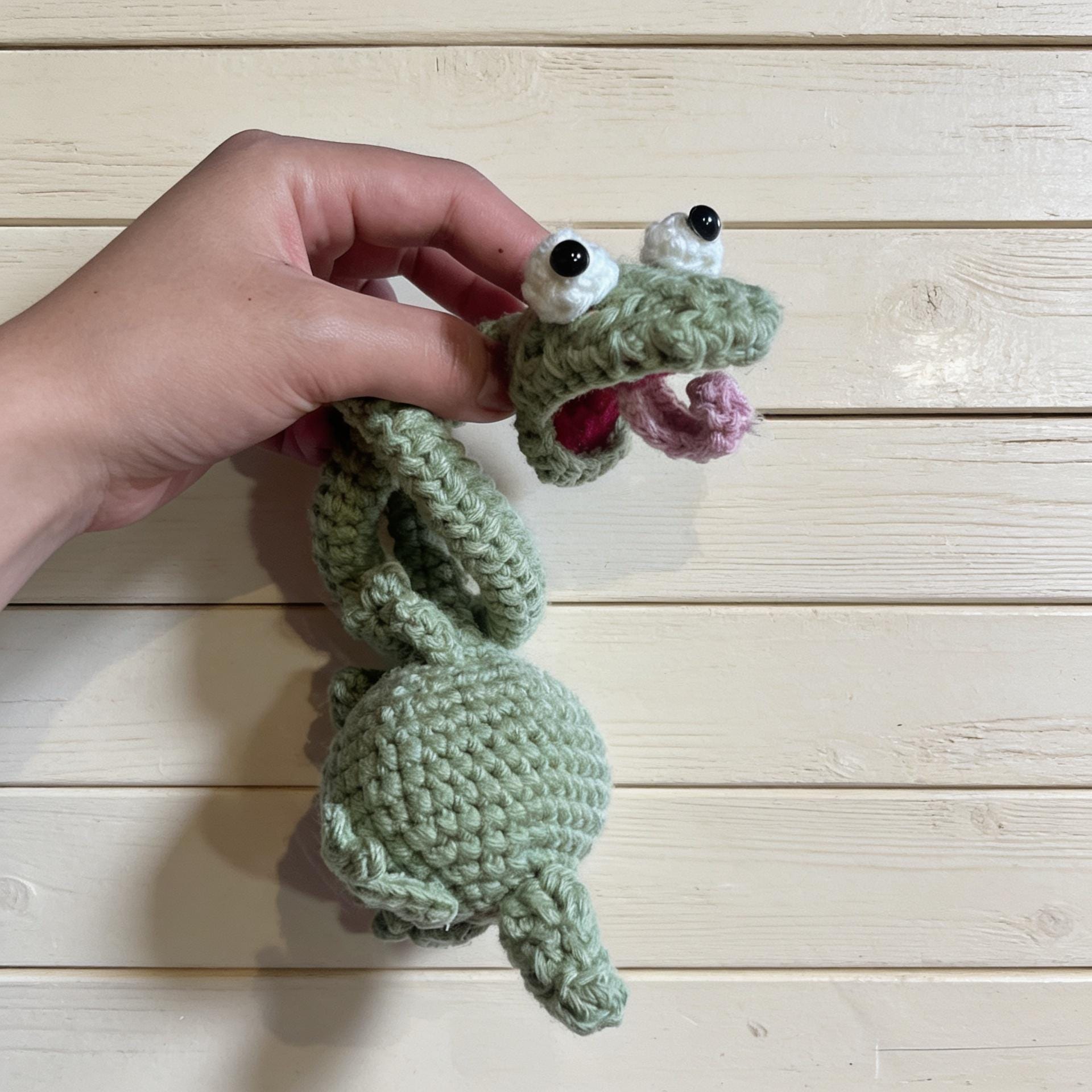 Crochiny Long Neck Lizard Crochet Pattern Digital Download Amigurumi Bag Charm