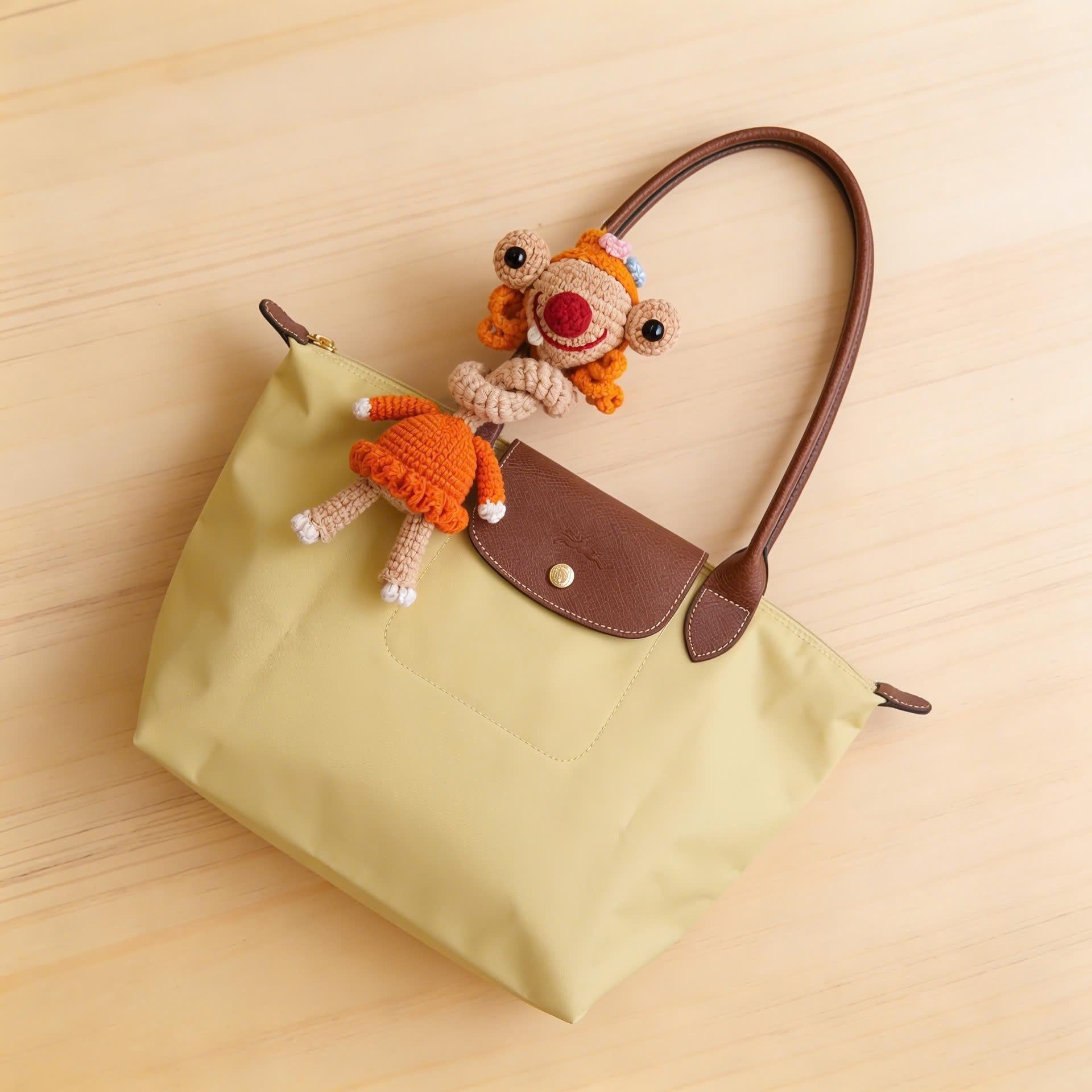 2-in-1 Long Neck Sid Couple Crochet Pattern, Cute Amigurumi Bag Charm, Ice Age, Gift For Her, Bag Decor, Handmade Bag (Digital Download)