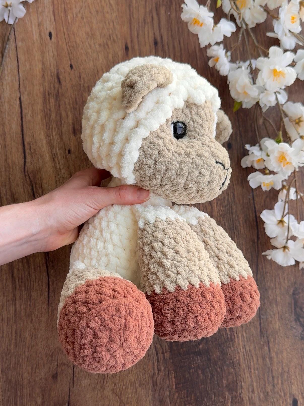 KnotsandSnugglesCo Lottie the Sitting Lamb Crochet Pattern PDF