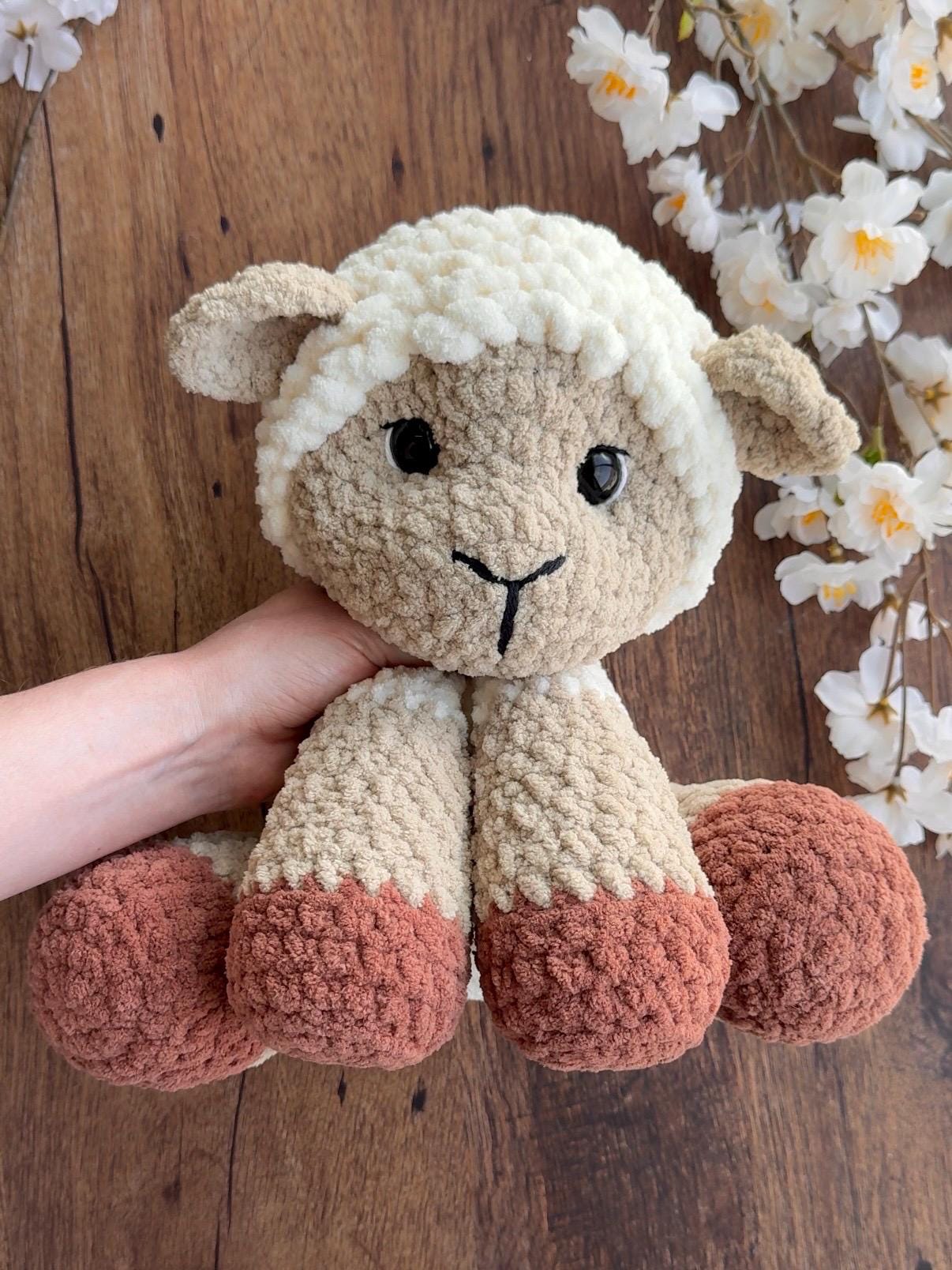 KnotsandSnugglesCo Lottie the Sitting Lamb Crochet Pattern PDF