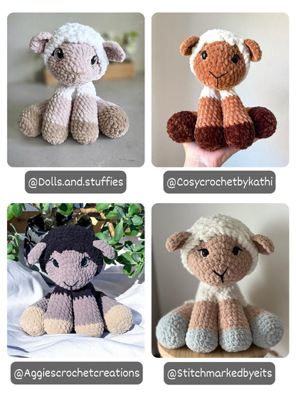 KnotsandSnugglesCo Lottie the Sitting Lamb Crochet Pattern PDF