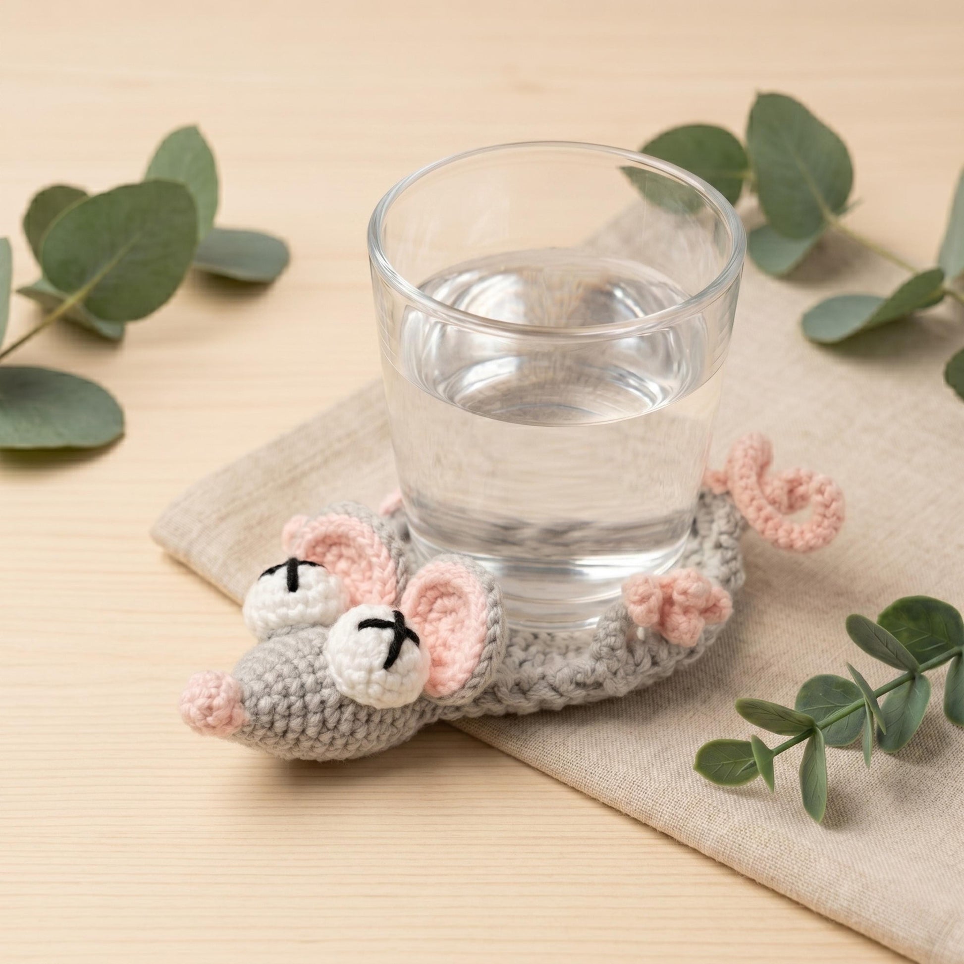 4-in-1 Animal Coaster Crochet Pattern PDF Goose Mouse Sloth Pink Cat