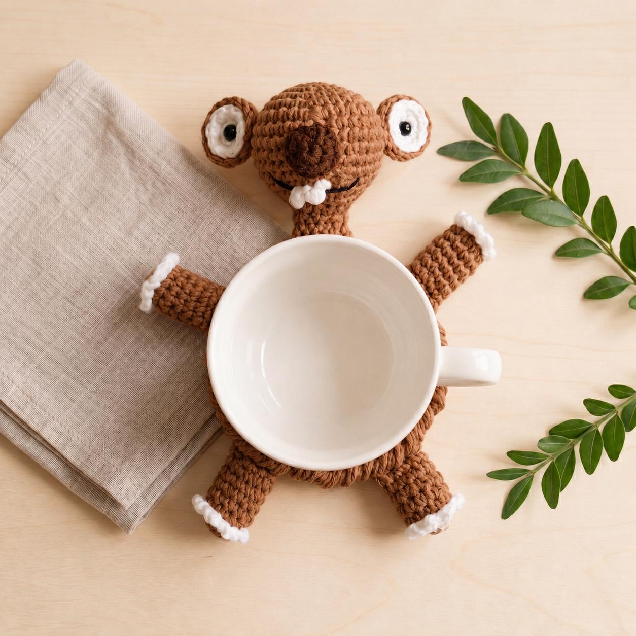 4-in-1 Animal Coaster Crochet Pattern PDF Goose Mouse Sloth Pink Cat