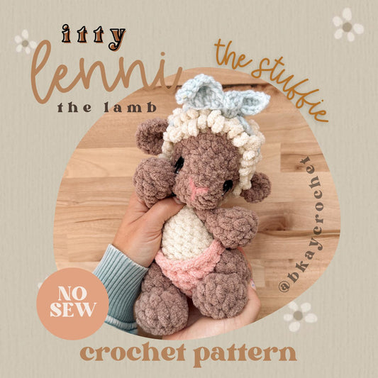 BkayCrochetCo ITTY Lenni the Lamb STUFFIE Amigurumi Crochet Pattern PDF