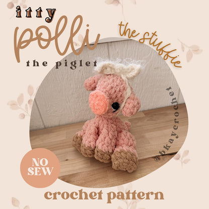 BkayCrochetCo ITTY Polli the Piglet STUFFIE Amigurumi Crochet Pattern PDF