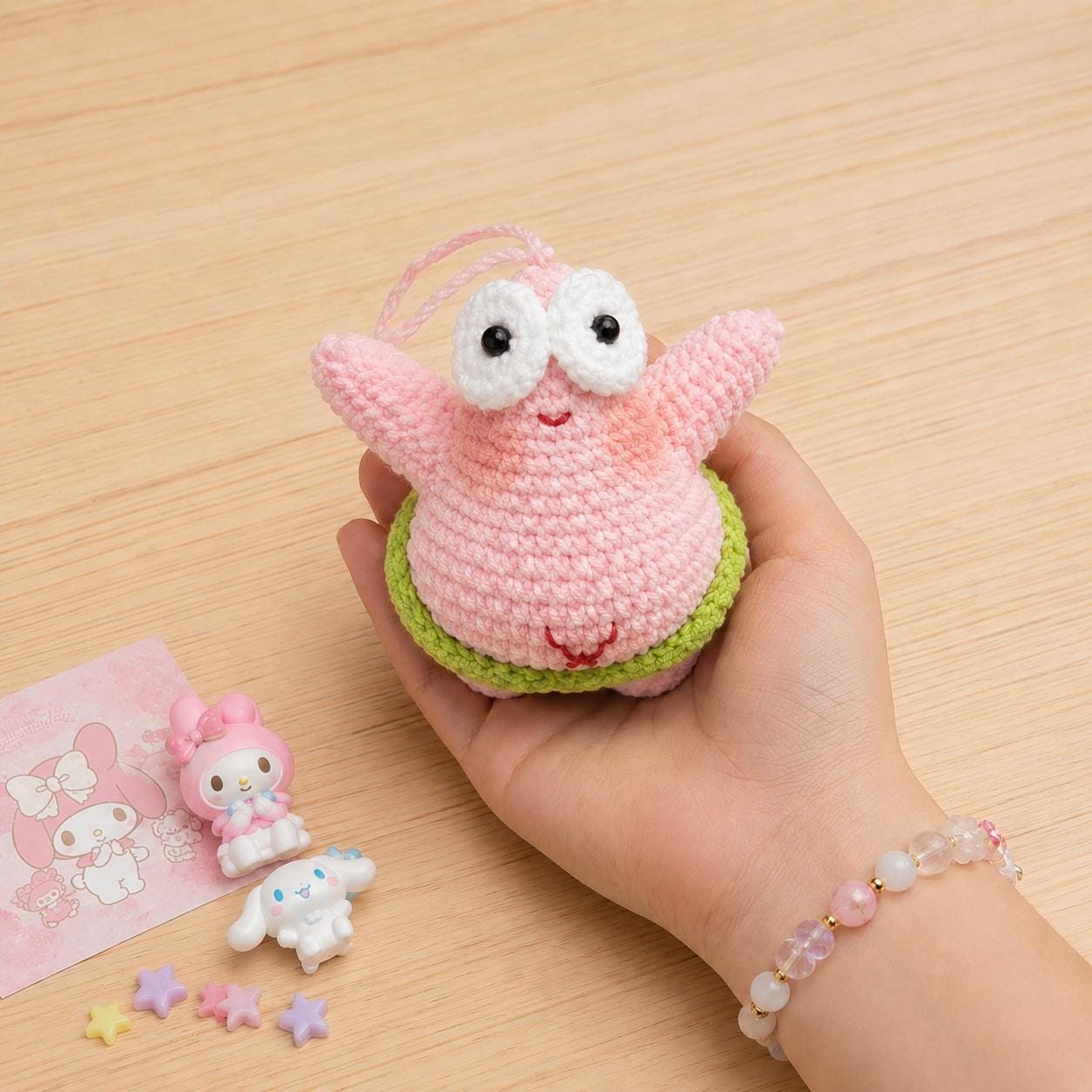 Crochiny Pink Starfish Crochet Pattern Digital Download Amigurumi Car Charm