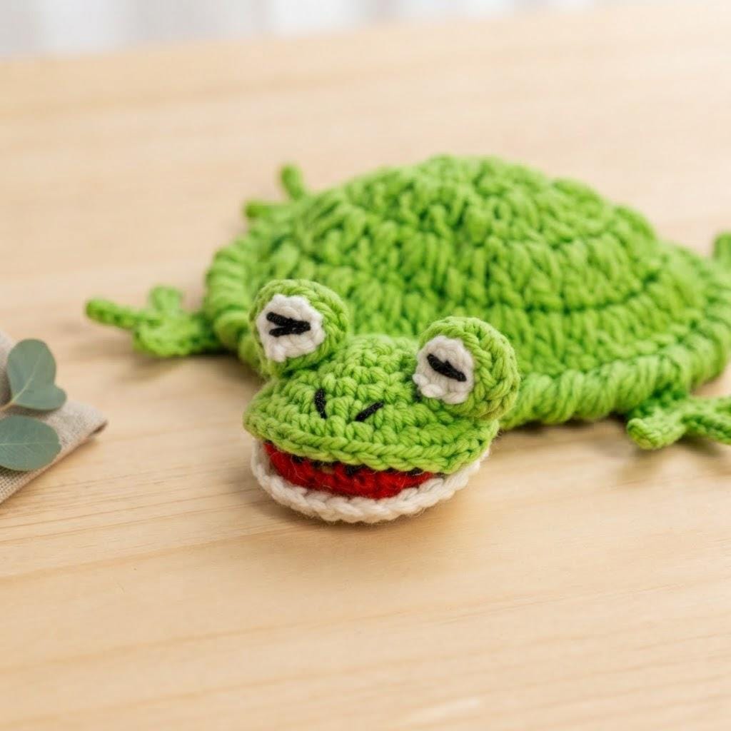 Crochiny Chill Frog Coaster Crochet Pattern Digital Download