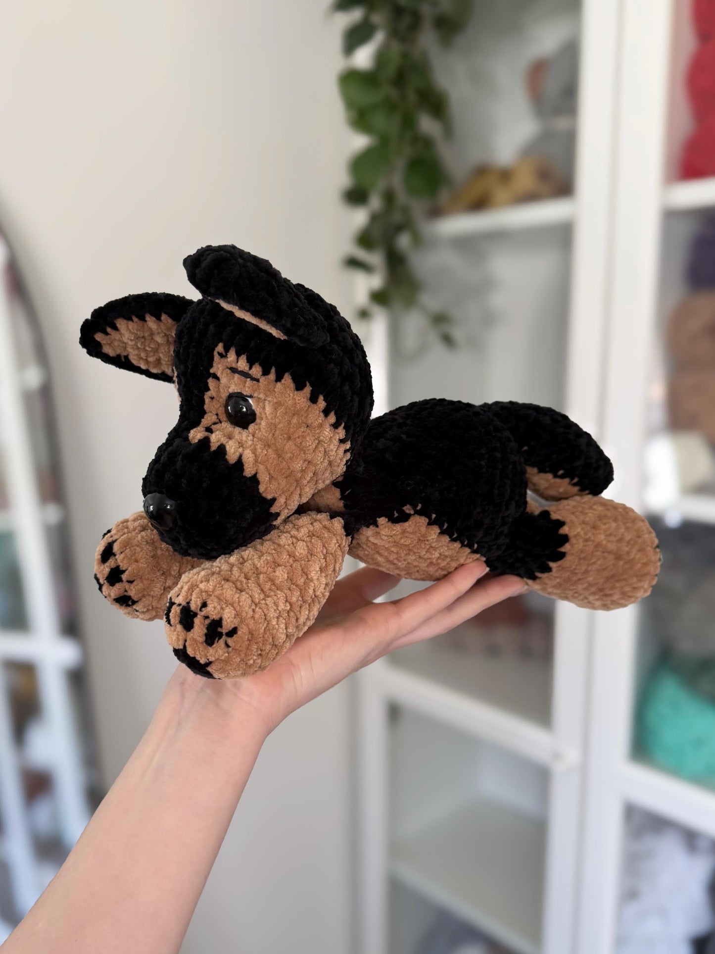 Crochet Floppy German Shepherd Pattern No Sew Dog Stuffed Animal Amigurumi Tutorial PDF