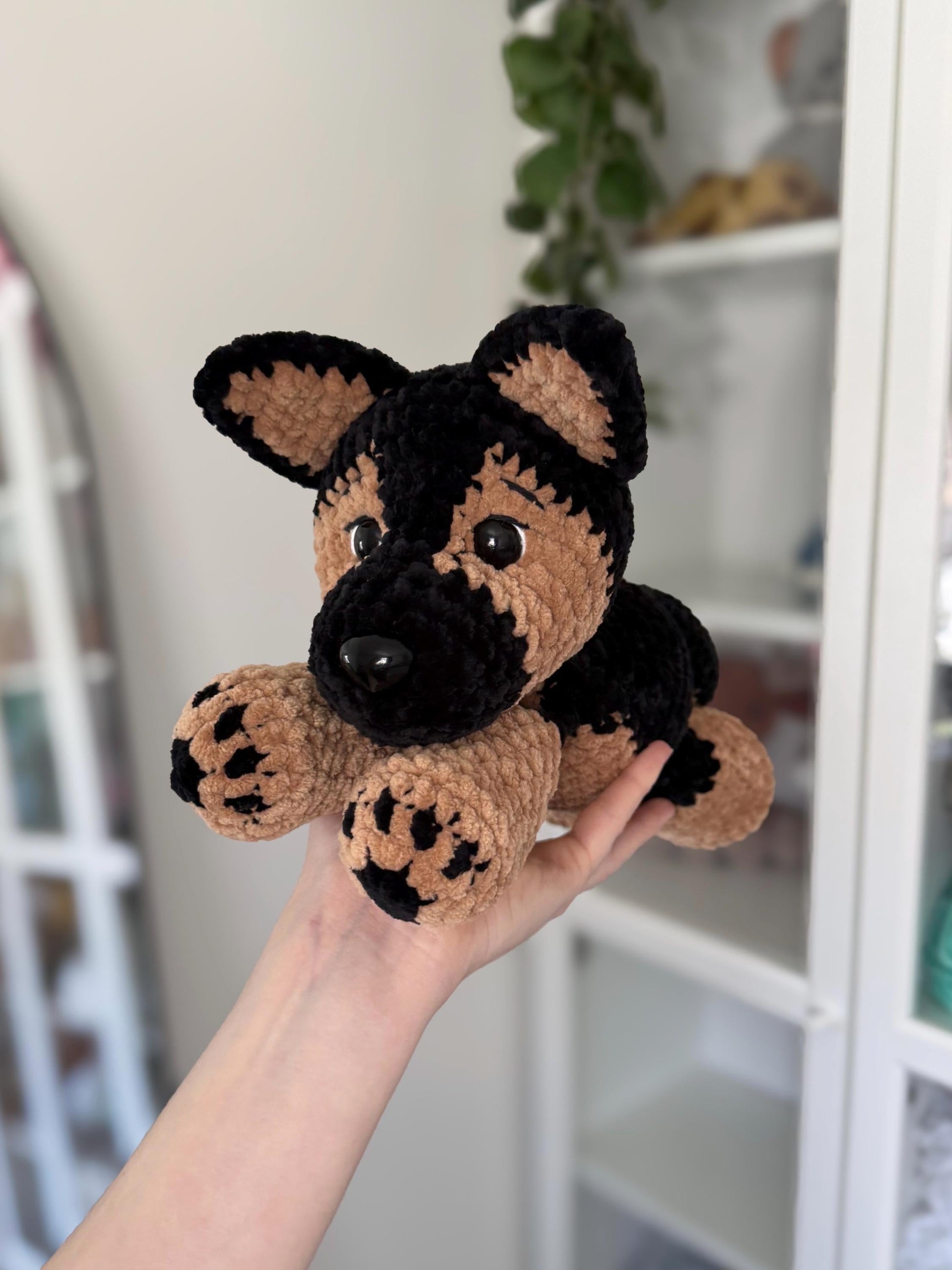 Crochet Floppy German Shepherd Pattern No Sew Dog Stuffed Animal Amigurumi Tutorial PDF