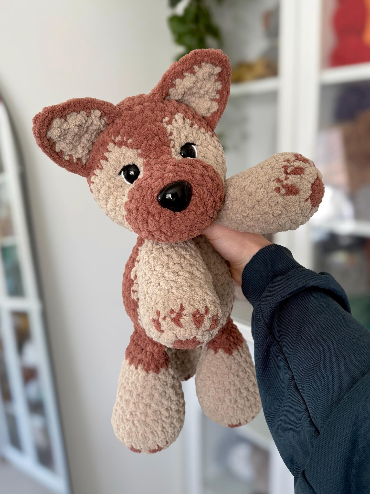Crochet Floppy German Shepherd Pattern No Sew Dog Stuffed Animal Amigurumi Tutorial PDF