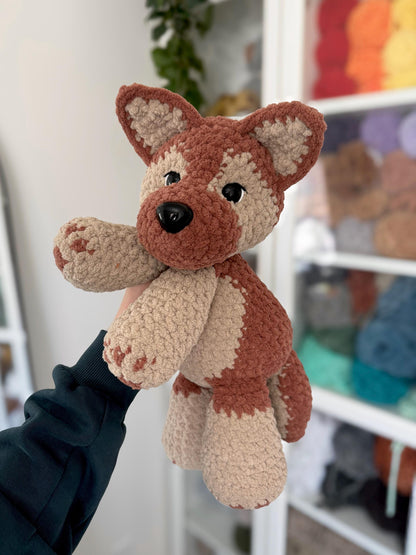 Crochet Floppy German Shepherd Pattern No Sew Dog Stuffed Animal Amigurumi Tutorial PDF
