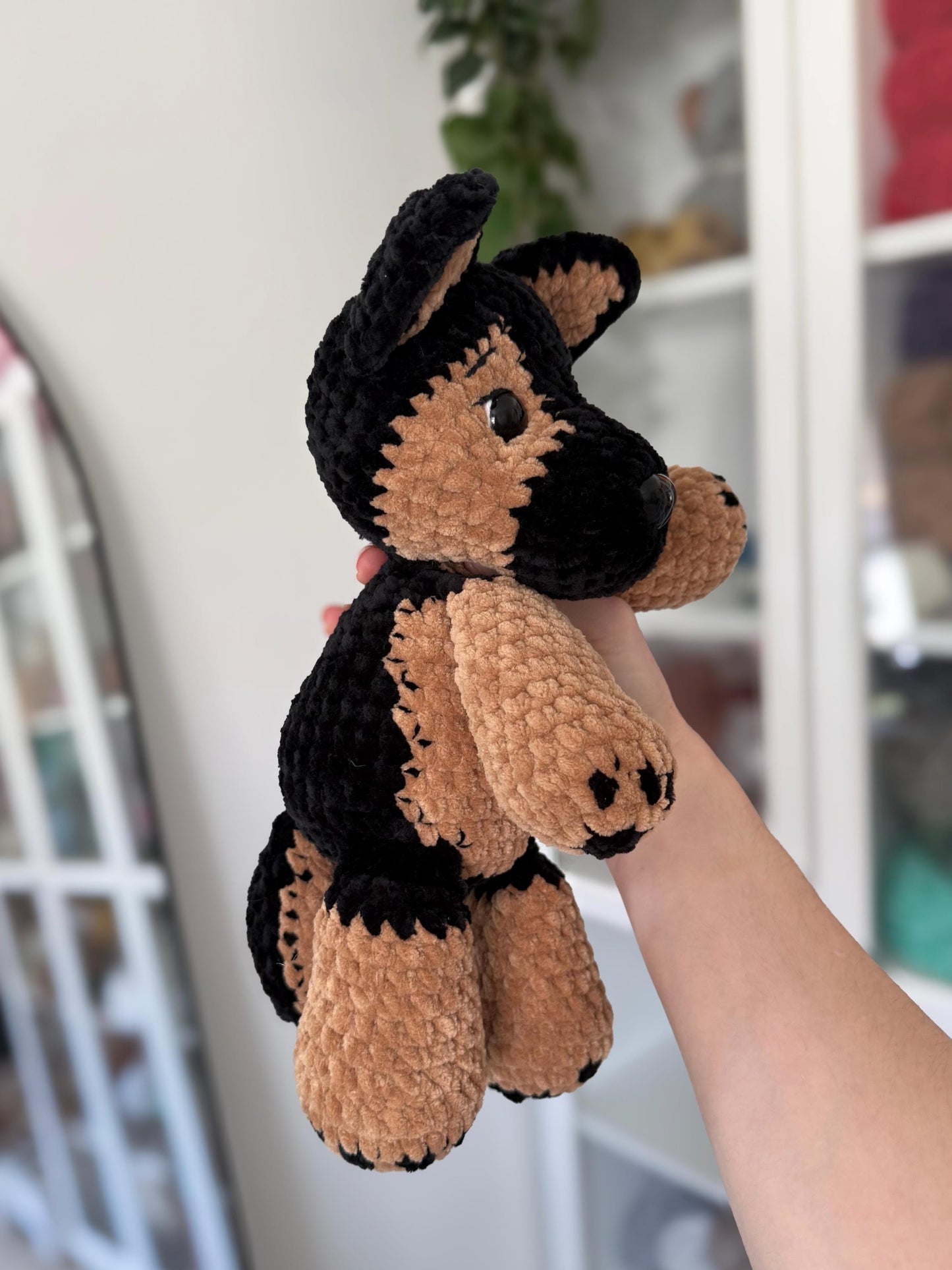 Crochet Floppy German Shepherd Pattern No Sew Dog Stuffed Animal Amigurumi Tutorial PDF