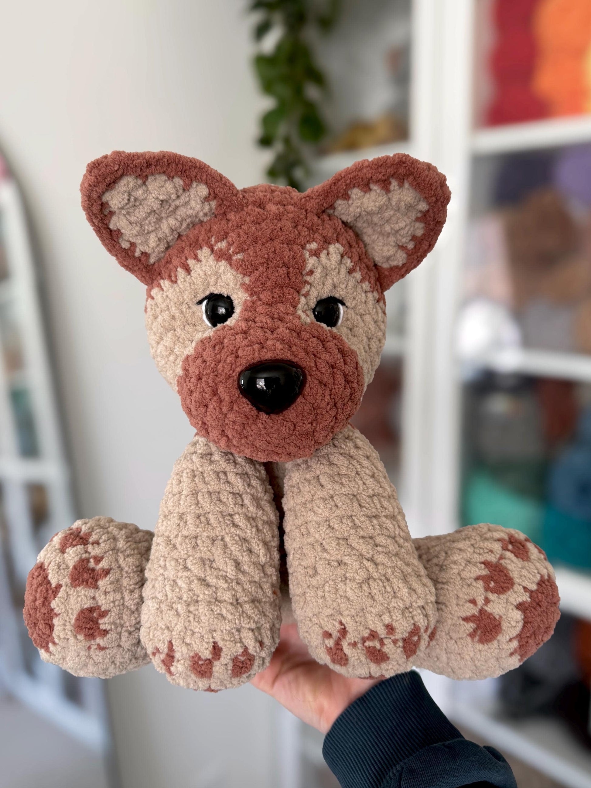 Crochet Floppy German Shepherd Pattern No Sew Dog Stuffed Animal Amigurumi Tutorial PDF