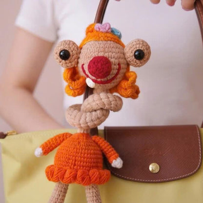 2-in-1 Long Neck Sid Couple Crochet Pattern, Cute Amigurumi Bag Charm, Ice Age, Gift For Her, Bag Decor, Handmade Bag (Digital Download)