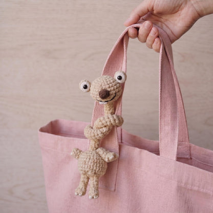2-in-1 Long Neck Sid Couple Crochet Pattern, Cute Amigurumi Bag Charm, Ice Age, Gift For Her, Bag Decor, Handmade Bag (Digital Download)