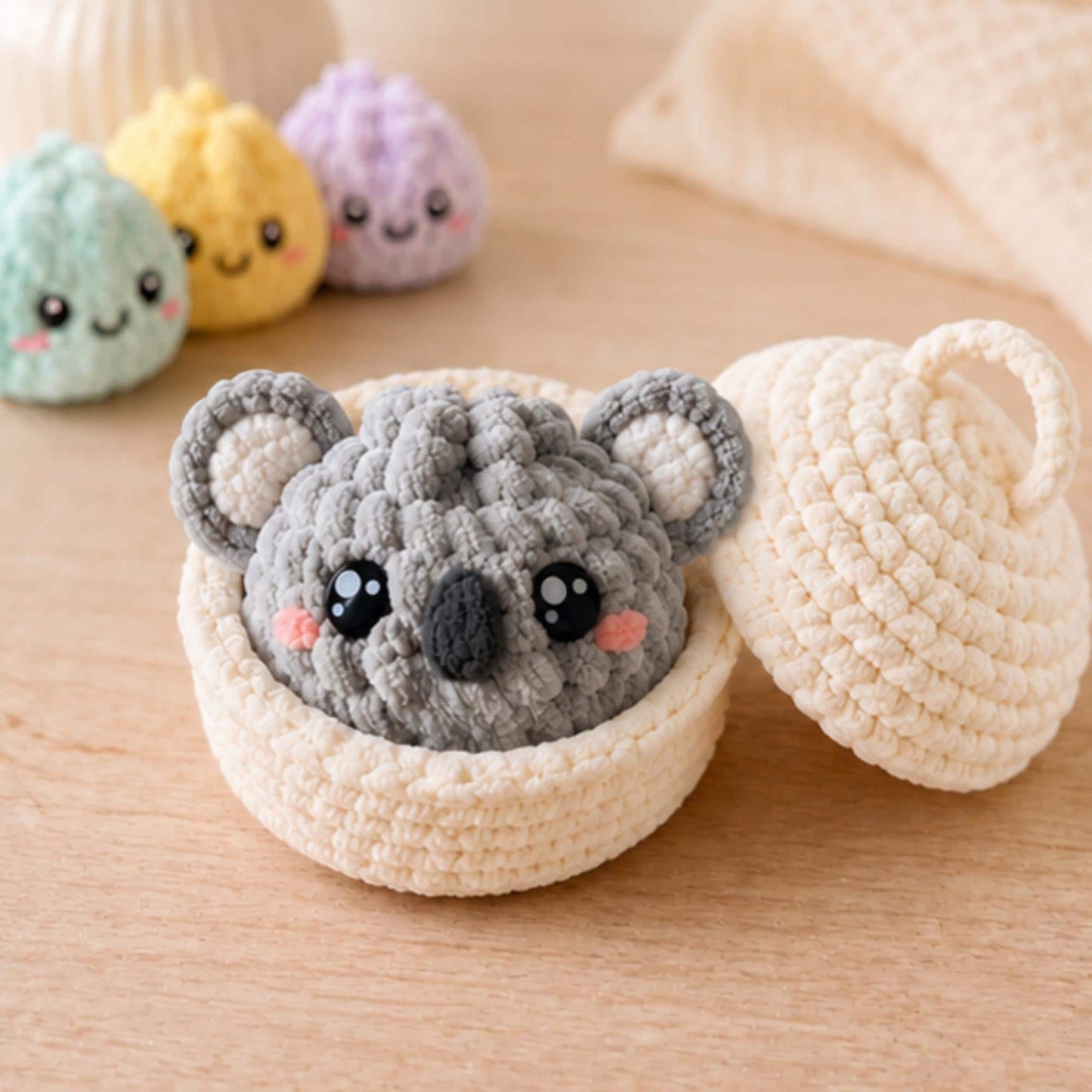 Hooktasyy Dumplings and Steamer Crochet Pattern No-Sew Amigurumi PDF