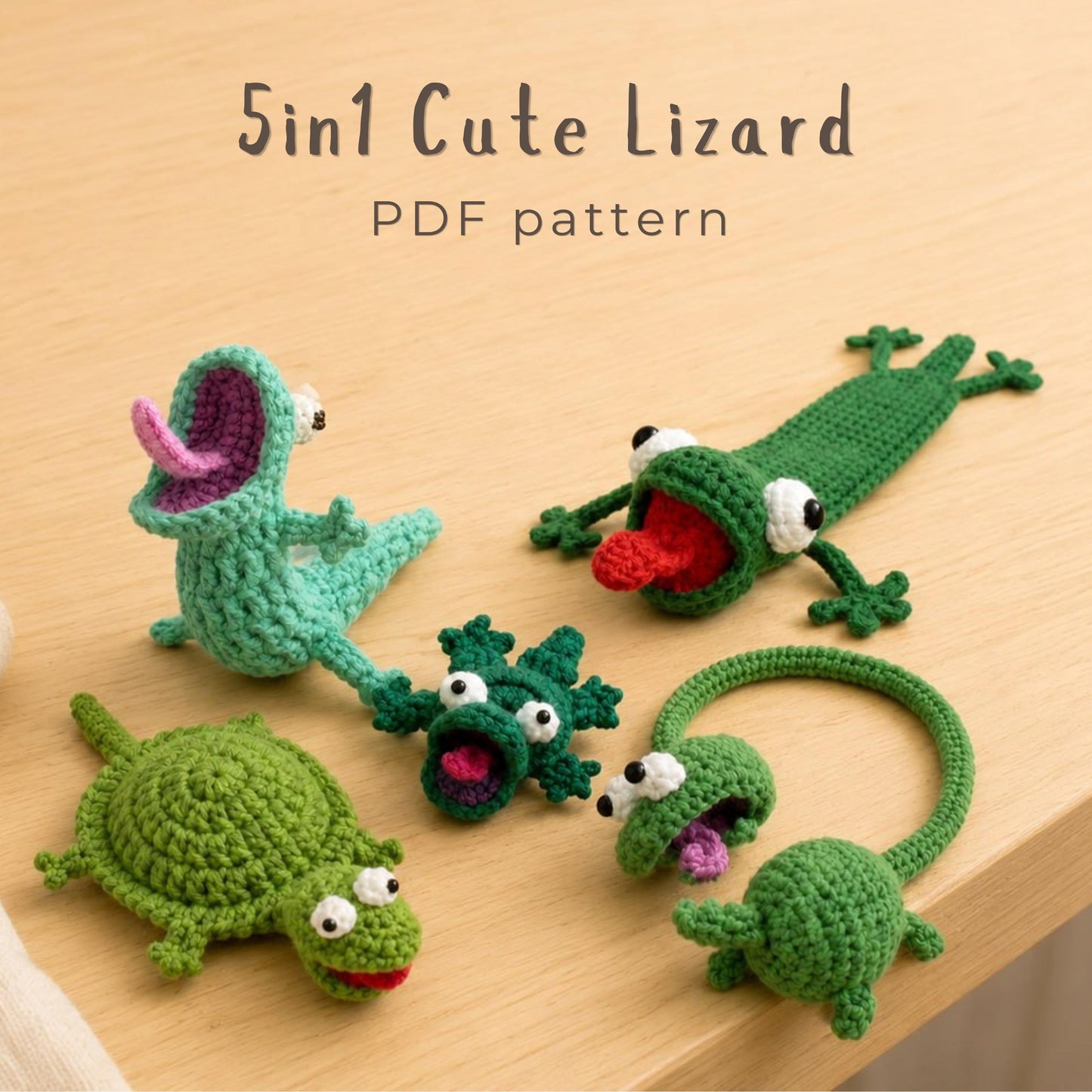 Crochiny 5-in-1 Reptile Lizard Amigurumi Crochet Pattern PDF