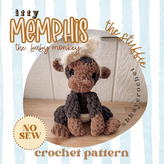 BkayCrochetCo ITTY Memphis the Monkey STUFFIE Amigurumi Crochet Pattern PDF