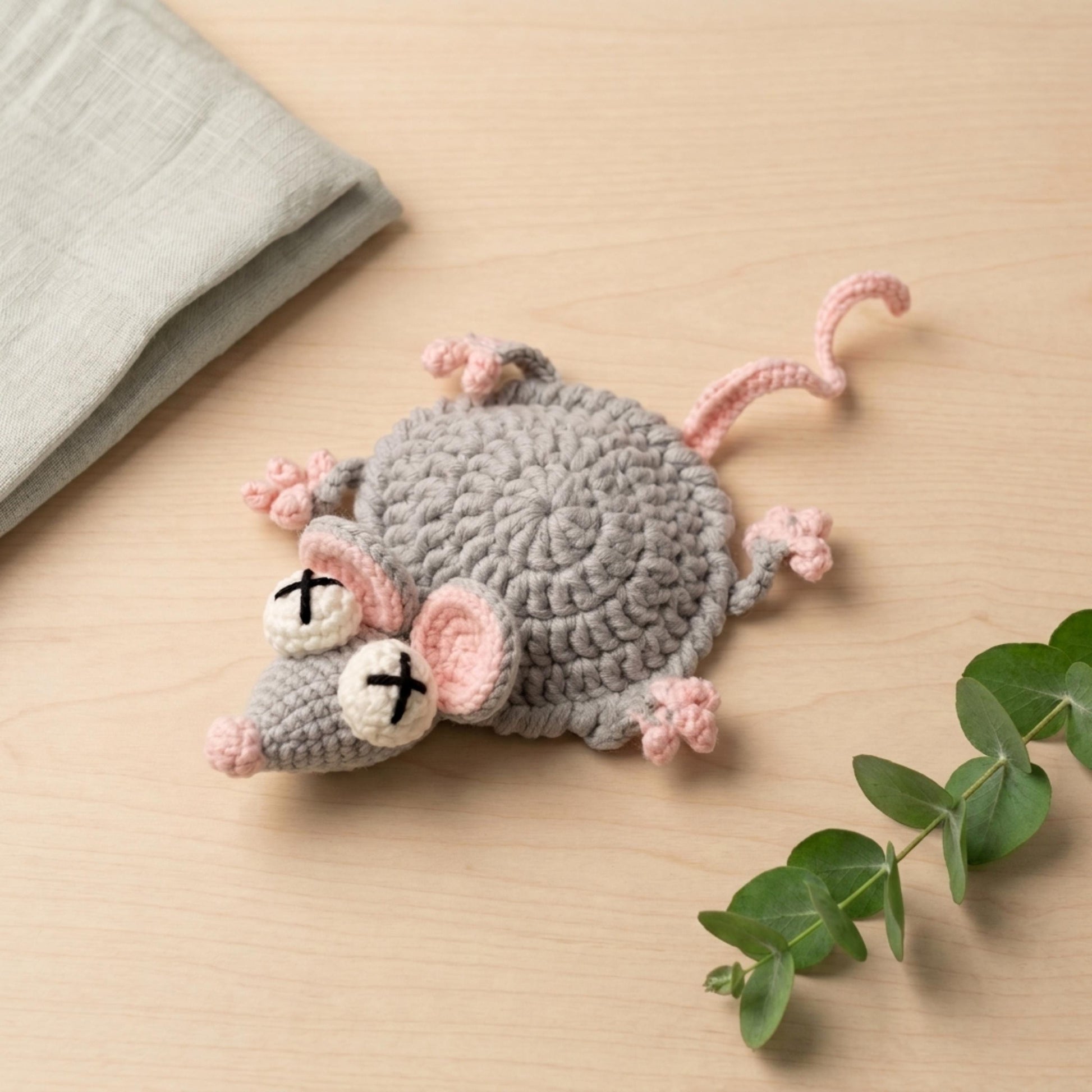 4-in-1 Animal Coaster Crochet Pattern PDF Goose Mouse Sloth Pink Cat