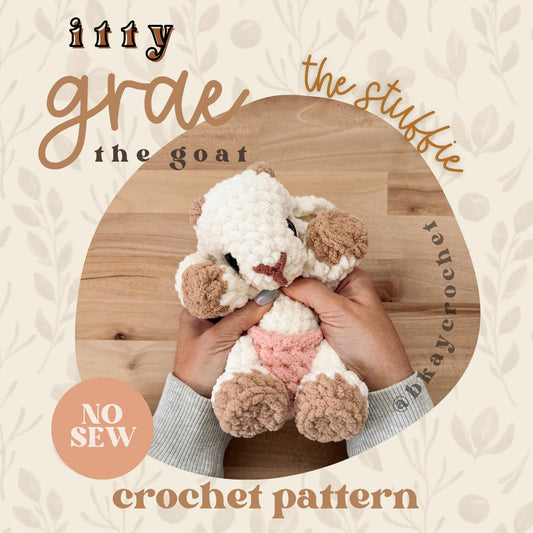 BkayCrochetCo ITTY Grae the Goat STUFFIE Amigurumi Crochet Pattern PDF