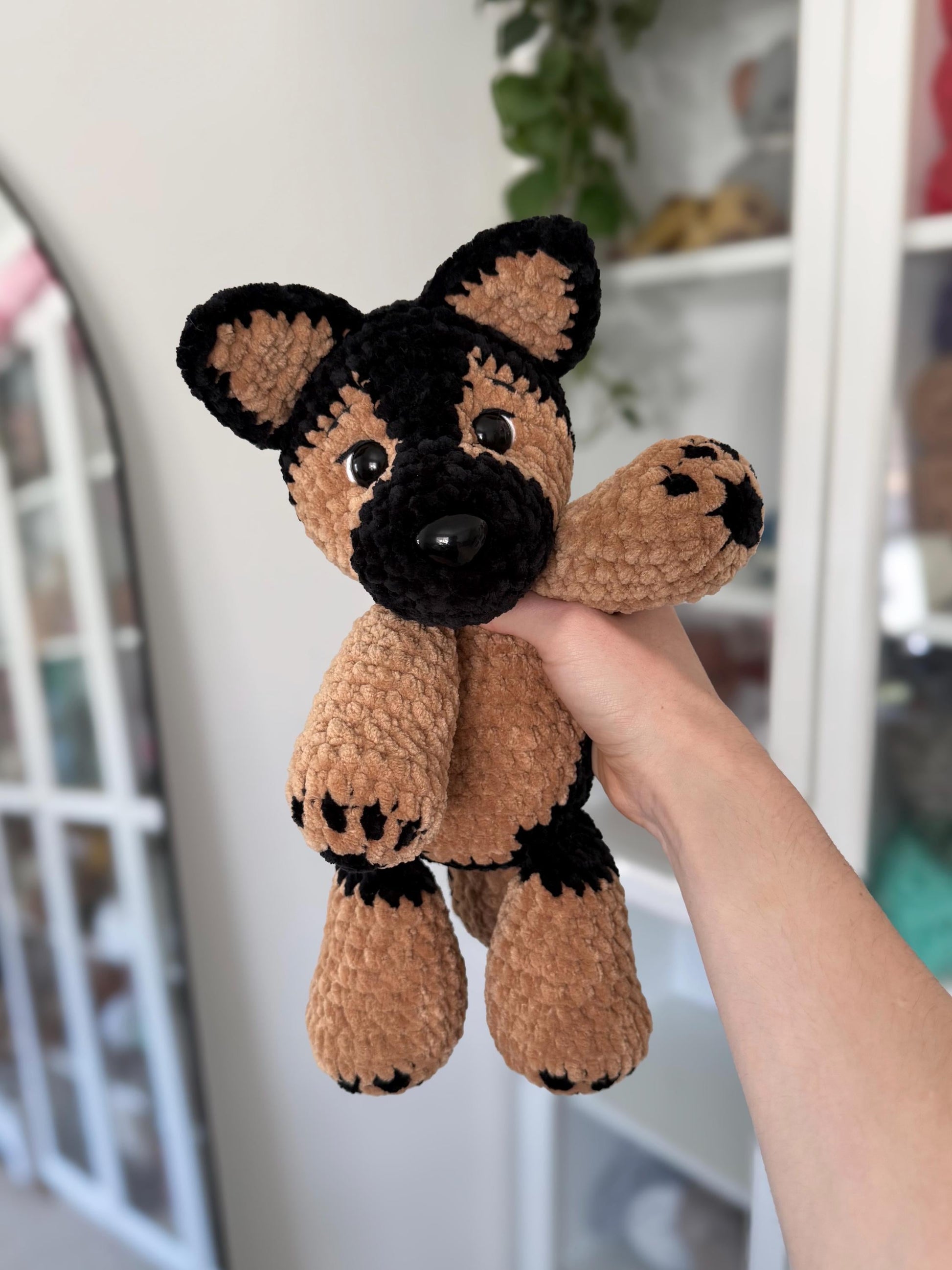 Crochet Floppy German Shepherd Pattern No Sew Dog Stuffed Animal Amigurumi Tutorial PDF