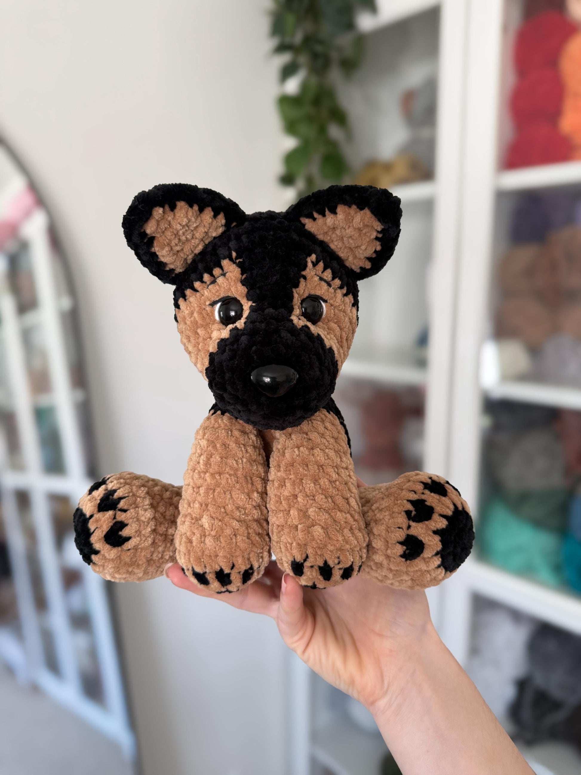 Crochet Floppy German Shepherd Pattern No Sew Dog Stuffed Animal Amigurumi Tutorial PDF