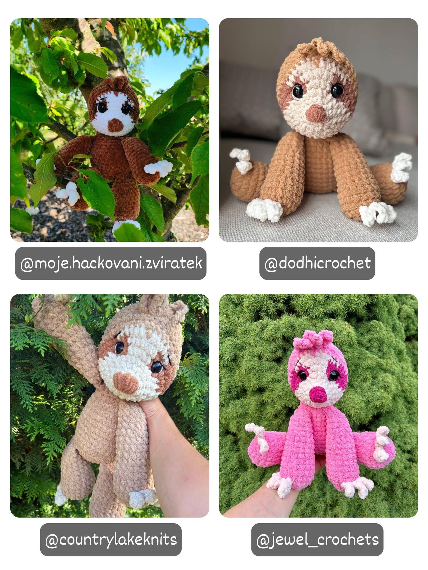 Floppy Sloth Amigurumi Crochet Pattern PDF