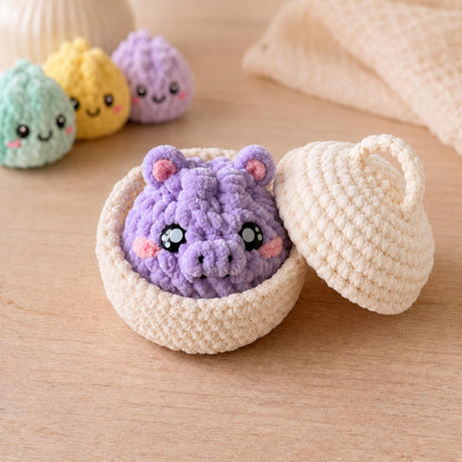 Hooktasyy Dumplings and Steamer Crochet Pattern No-Sew Amigurumi PDF
