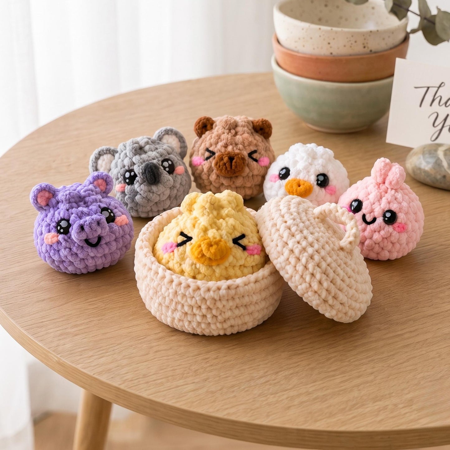 Hooktasyy Dumplings and Steamer Crochet Pattern No-Sew Amigurumi PDF