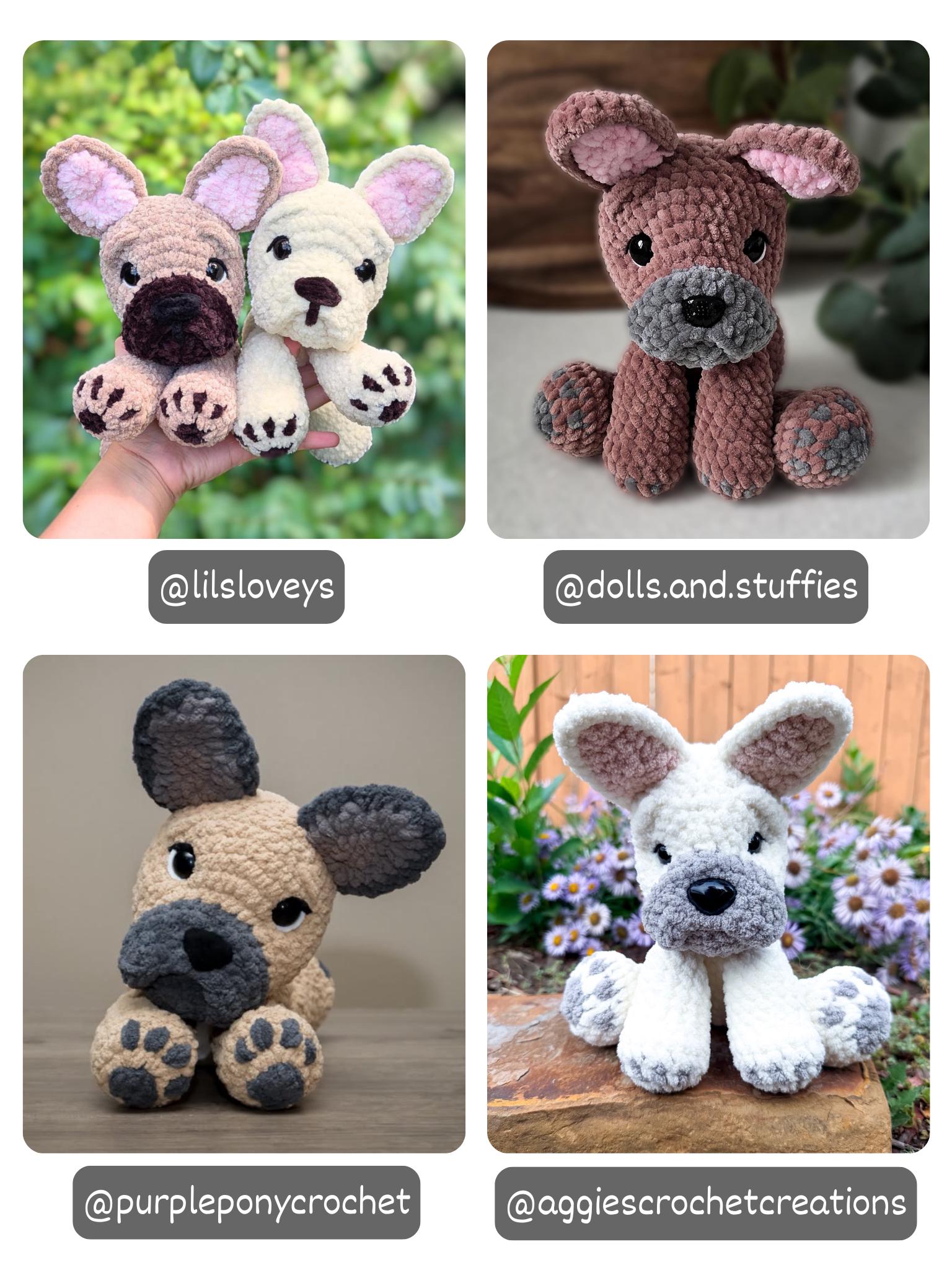 KnotsandSnugglesCo Winston the Floppy Frenchie Crochet Pattern PDF