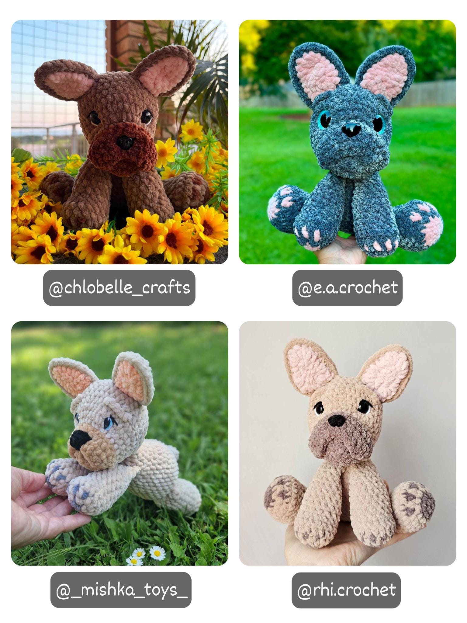 KnotsandSnugglesCo Winston the Floppy Frenchie Crochet Pattern PDF