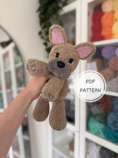 KnotsandSnugglesCo Winston the Floppy Frenchie Crochet Pattern PDF