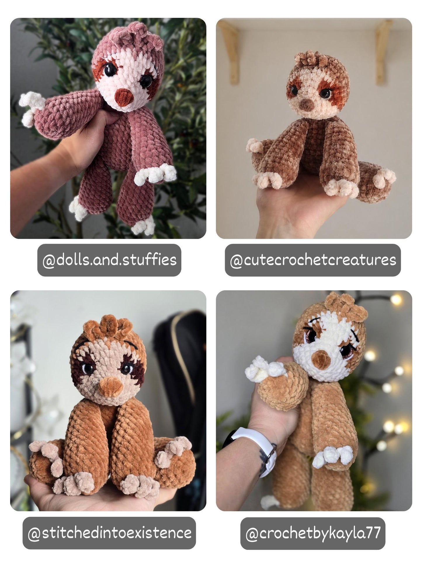 Floppy Sloth Amigurumi Crochet Pattern PDF