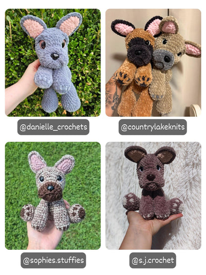 KnotsandSnugglesCo Winston the Floppy Frenchie Crochet Pattern PDF