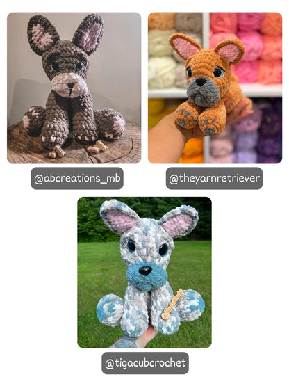 KnotsandSnugglesCo Winston the Floppy Frenchie Crochet Pattern PDF