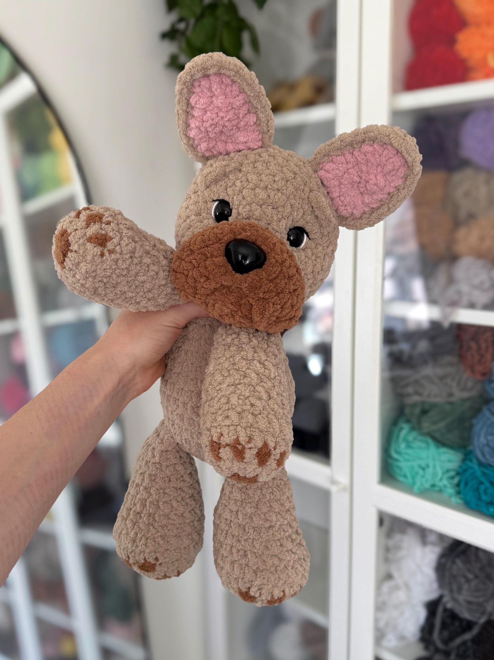 KnotsandSnugglesCo Winston the Floppy Frenchie Crochet Pattern PDF