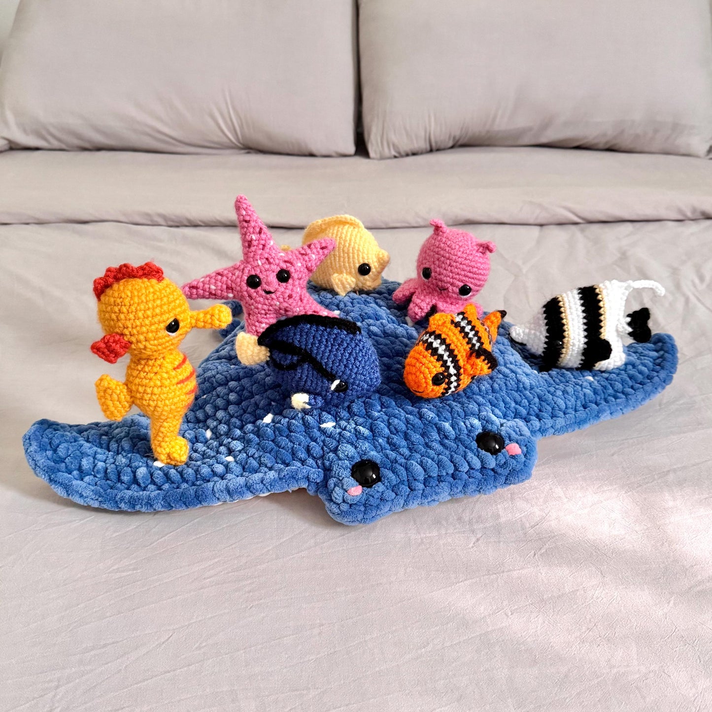 Ray and 8 Sea Friends No-Sew Crochet Pattern Pack PDF