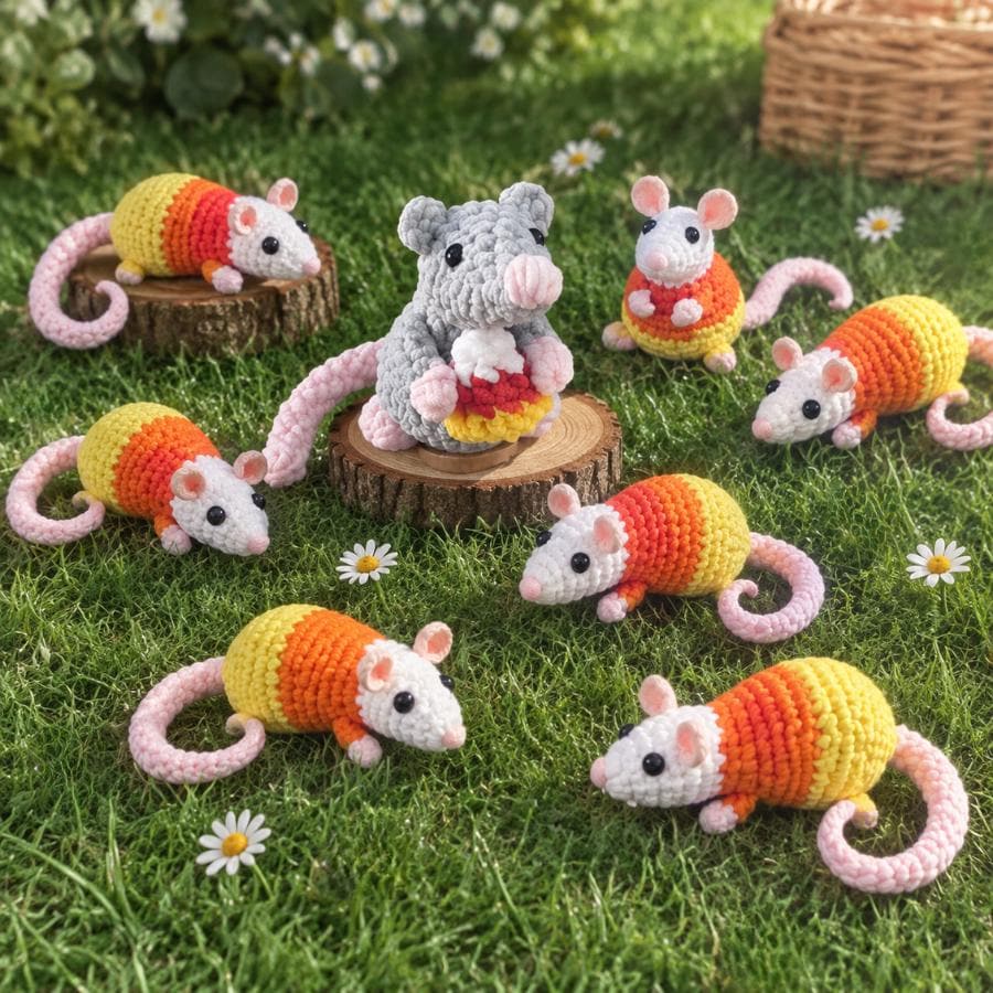 Hooktasyy 2-in-1 Candy Corn Mouse Crochet Pattern Amigurumi PDF